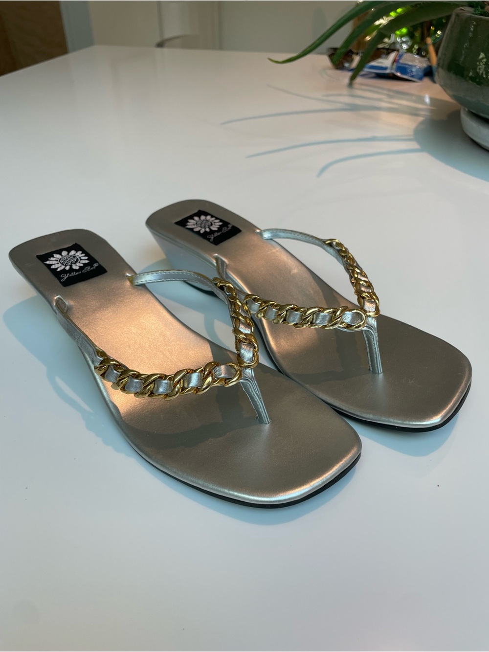 *NEW* Yellow Box | Silver Mules | Size 10